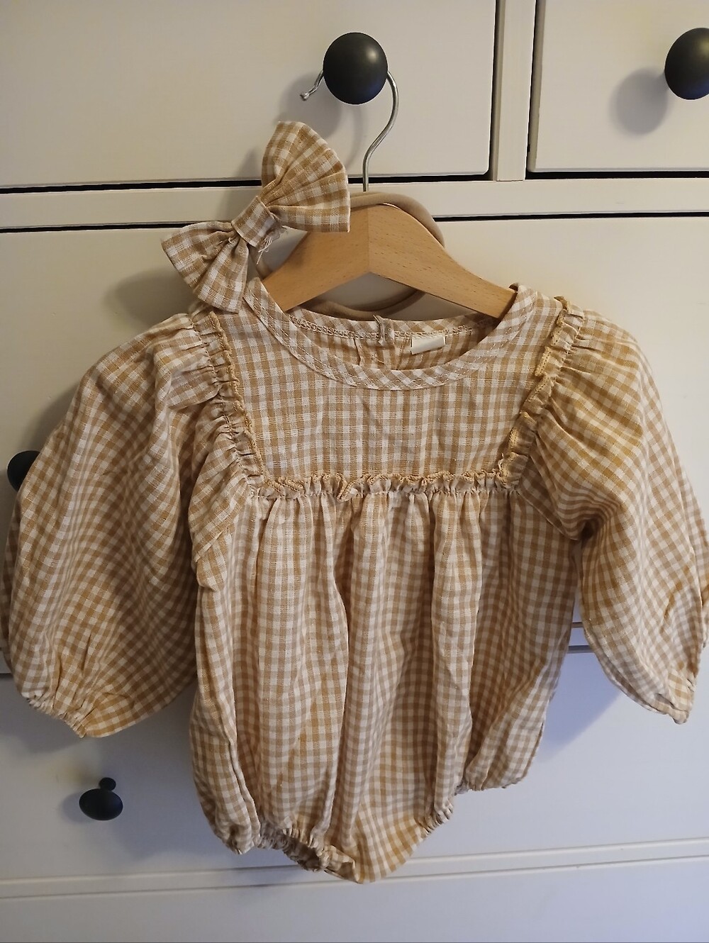 Long Sleeve Gingham Bubble Romper